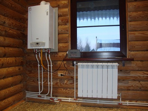 gas unit in a wooden house