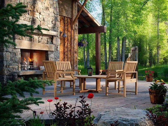 Massive stationary outdoor fireplace