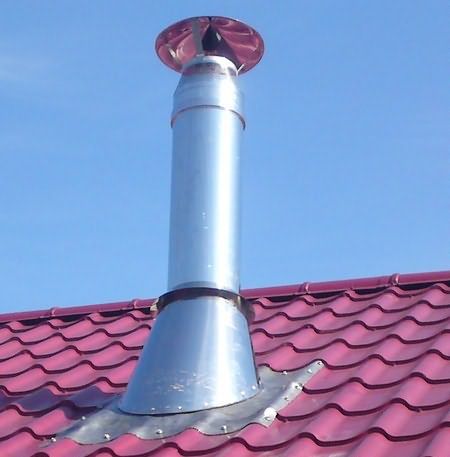The most convenient option for venting the pipe through the roof is near the ridge