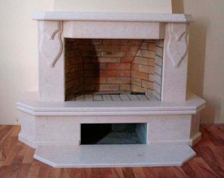 Do-it-yourself corner fireplace step-by-step instructions, drawing and order