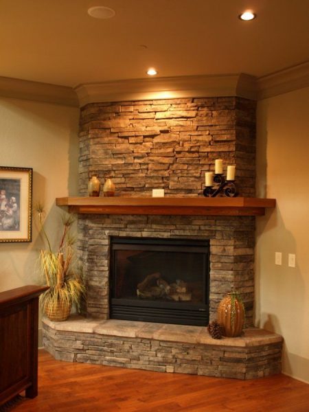 Do-it-yourself corner fireplace step-by-step instructions, drawing and order