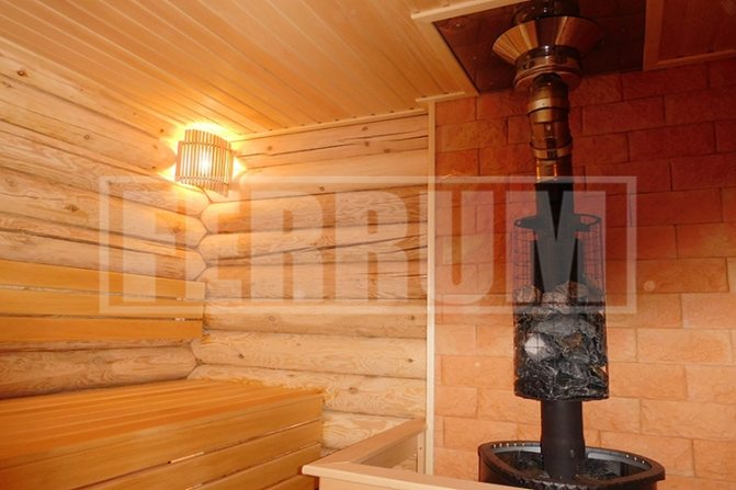installing a sauna stove on a wooden floor